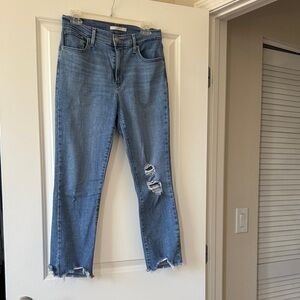 Levi's Light Blue Distressed Ankle Jeans